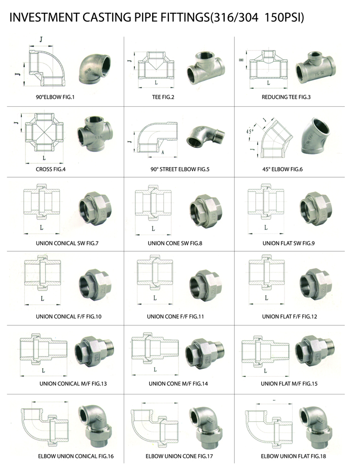 INVESTMENT CASTING PIPE FITTINGS(316/304  150PSI)